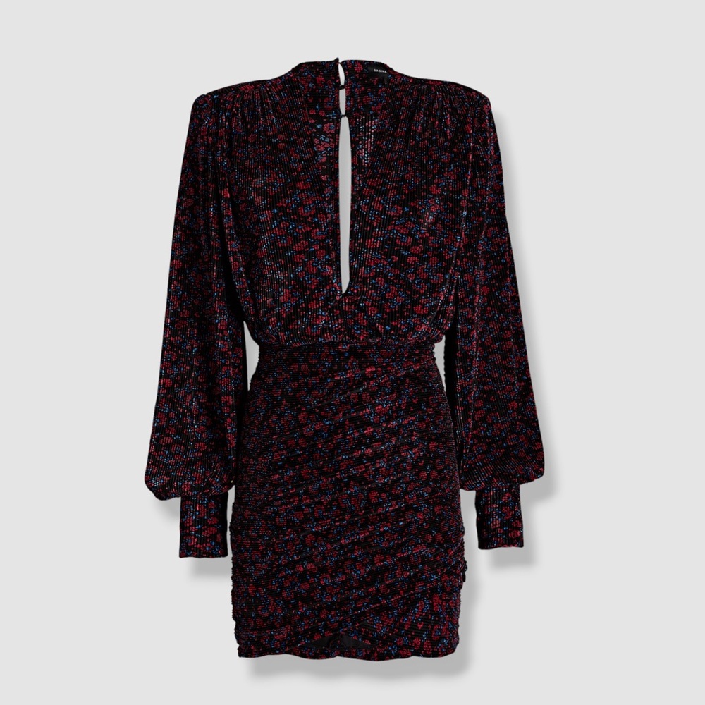 NEW SABINA MUSAYEV Capella Pleated Satin Mini Dress